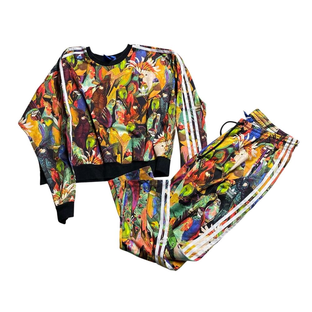 Adidas x Farm Rio Passaredo Parrot Print Trefoil Tracksuit Set Jacket L Pants M
